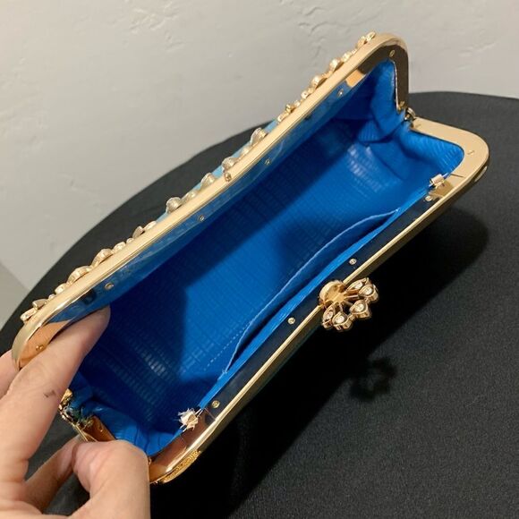 Handmade Genuine Leather Rhinestone Push lock Clutch/Evening bag - Picture 13 of 13